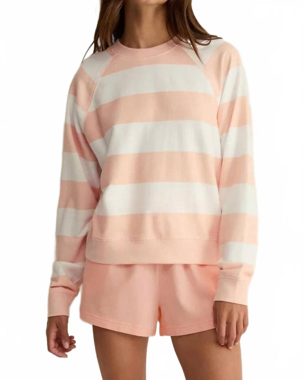 NEW Z SUPPLY saldana sweatshirt in blush pink stripe